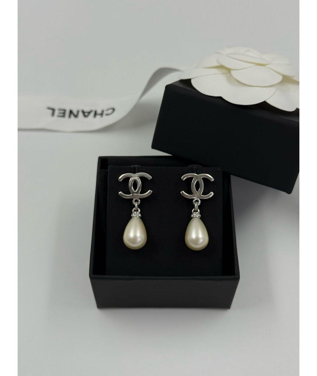 CHANEL Серебряные металлические серьги, фото 4