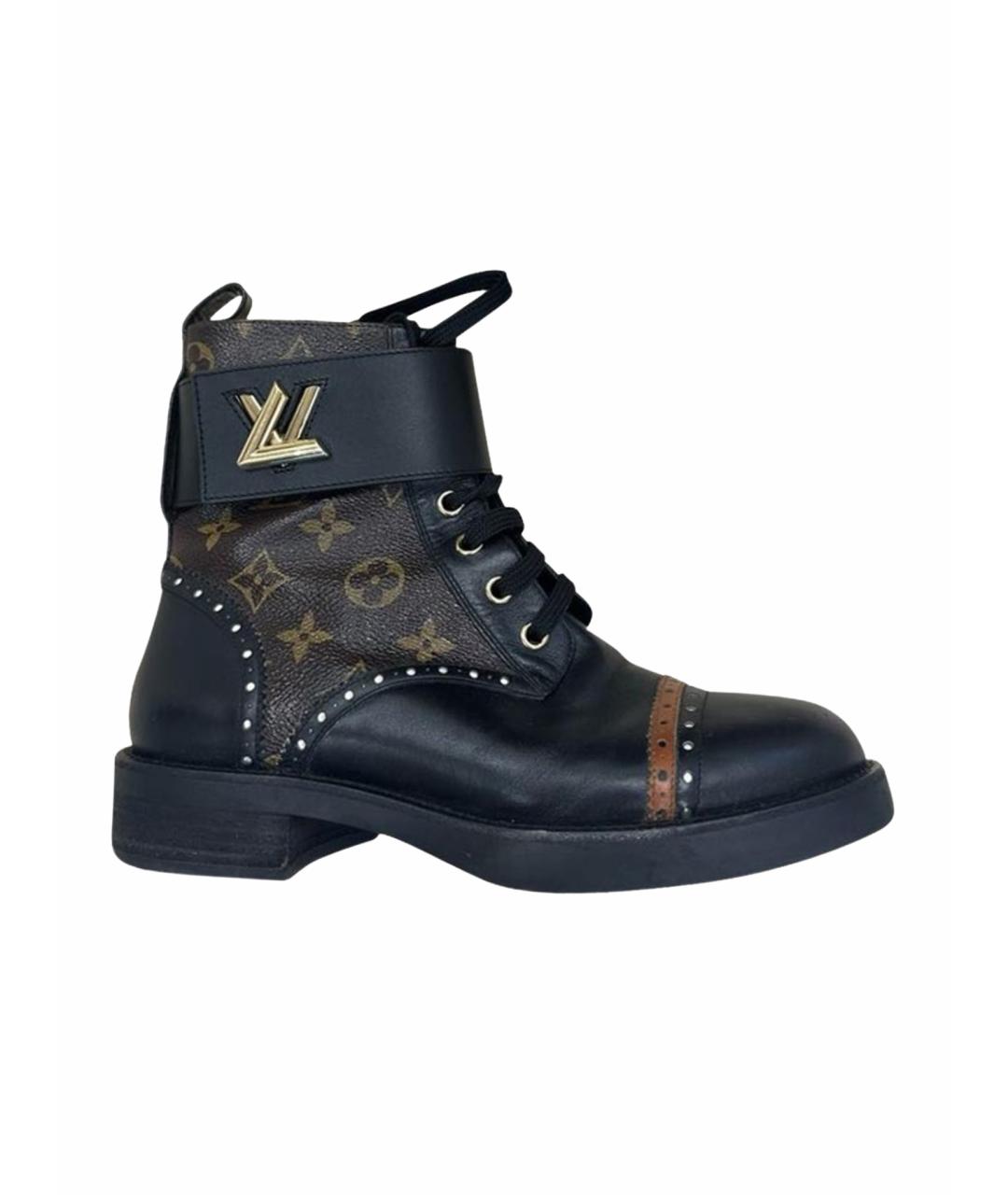 LOUIS VUITTON Черные кожаные ботинки, фото 1