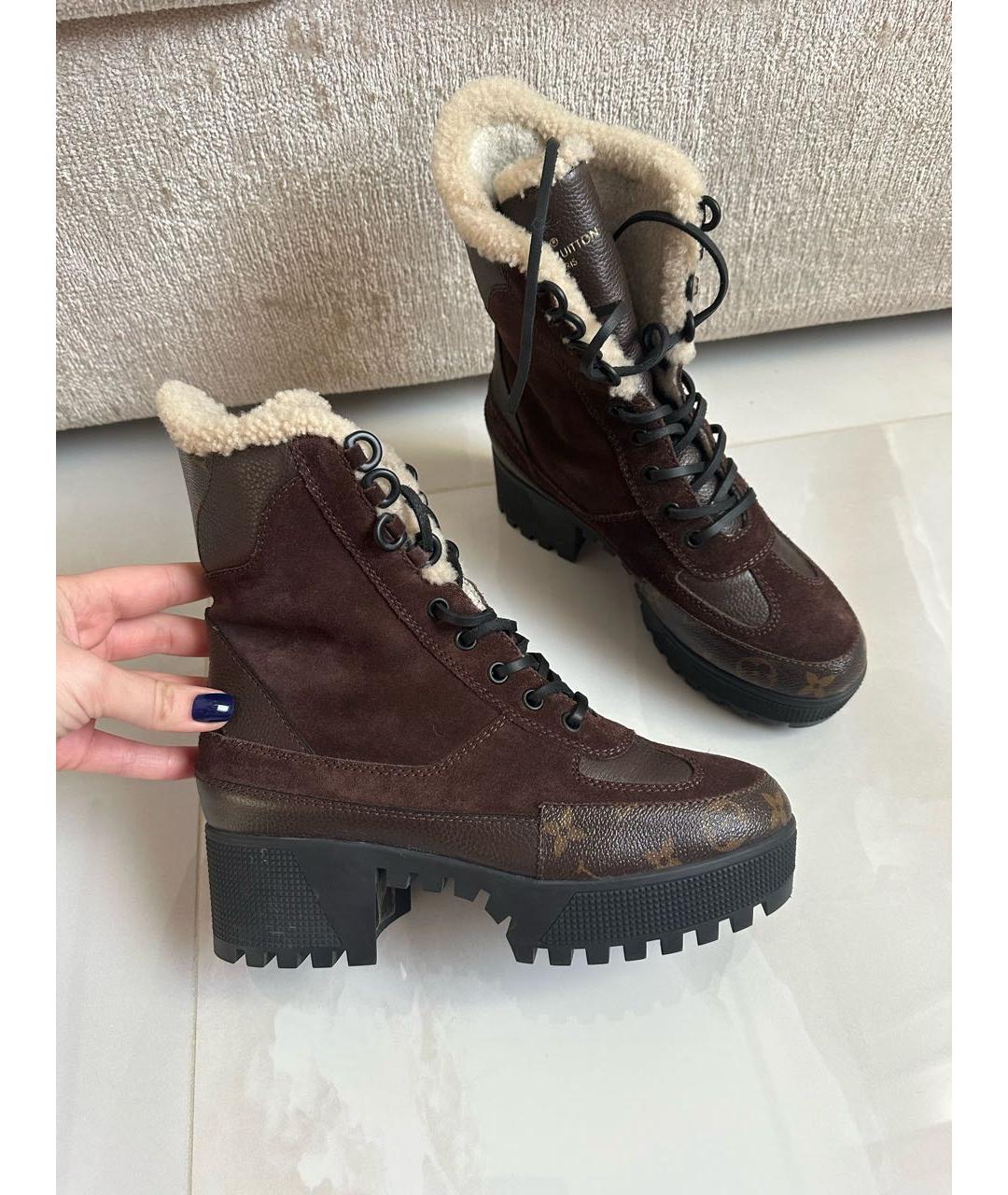 LOUIS VUITTON Коричневые ботильоны, фото 9