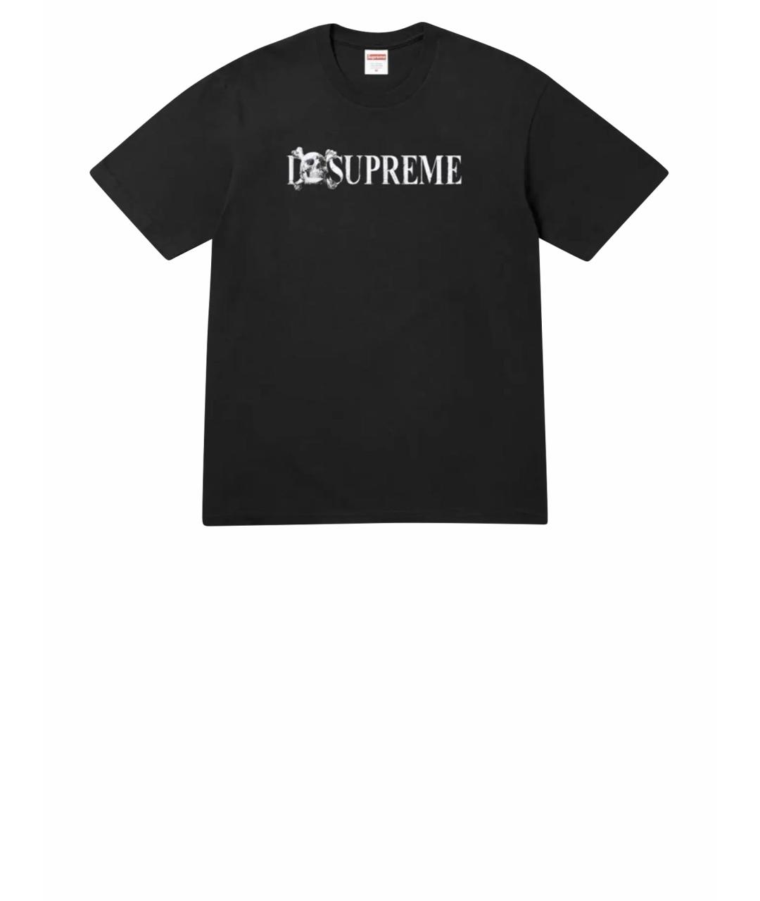 SUPREME Черная хлопковая футболка, фото 1