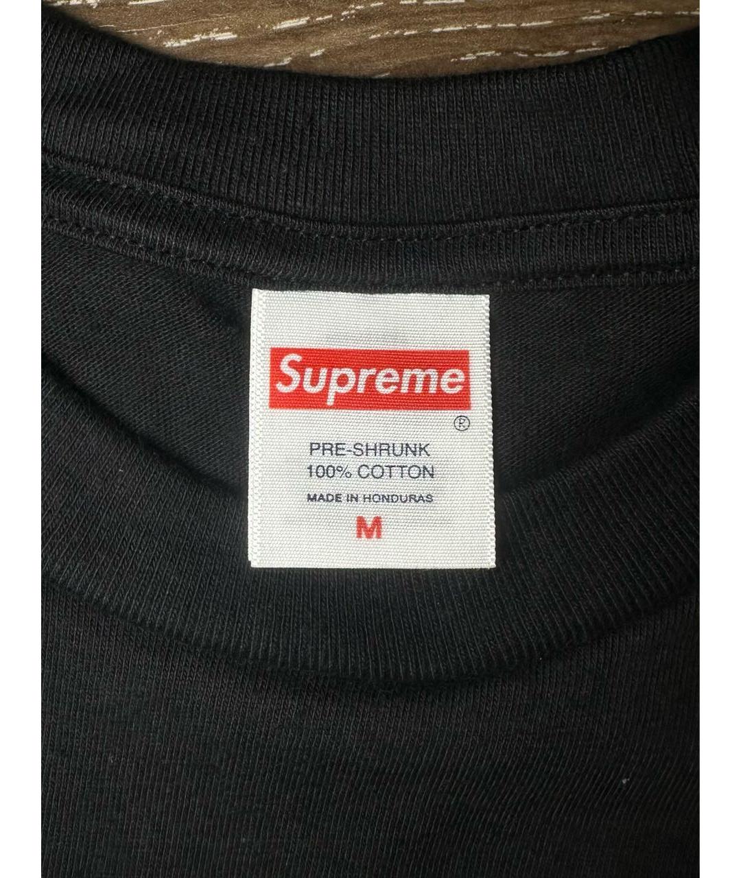 SUPREME Черная хлопковая футболка, фото 4