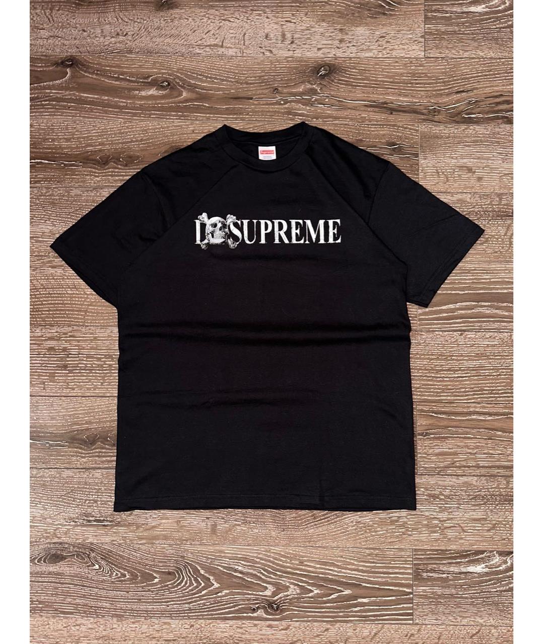 SUPREME Черная хлопковая футболка, фото 2