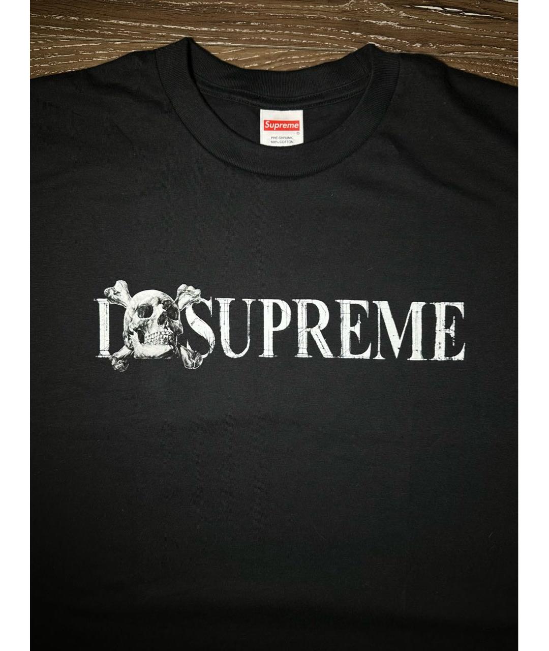 SUPREME Черная хлопковая футболка, фото 3
