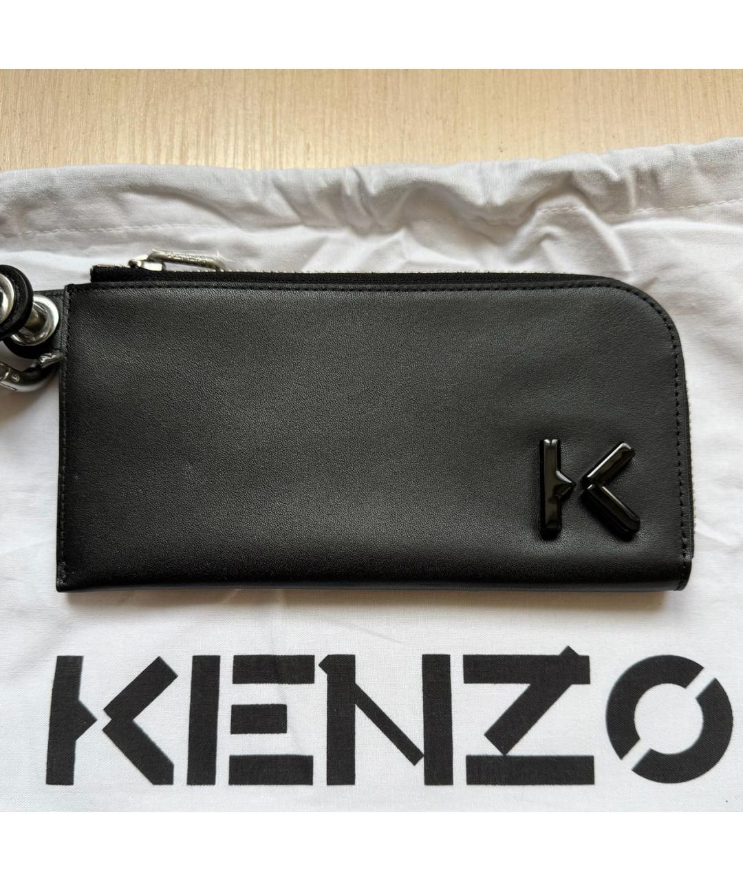 KENZO Черный кожаный кошелек, фото 3