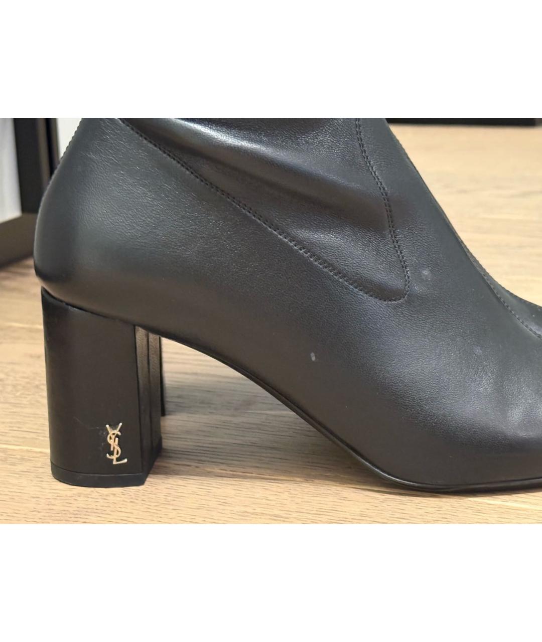YVES SAINT LAURENT BEAUTY Черные кожаные сапоги, фото 5