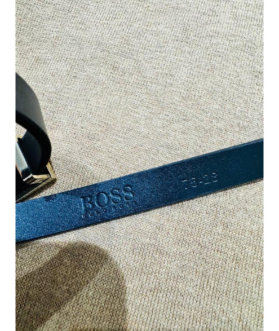 HUGO BOSS Черный кожаный ремень, фото 3