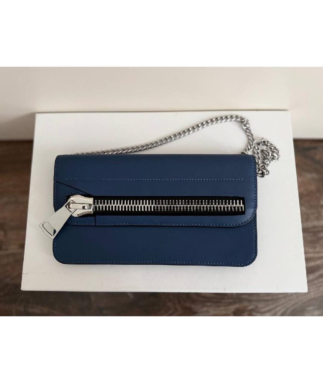 HUGO Темно-синяя кожаная сумка с короткими ручками, фото 6