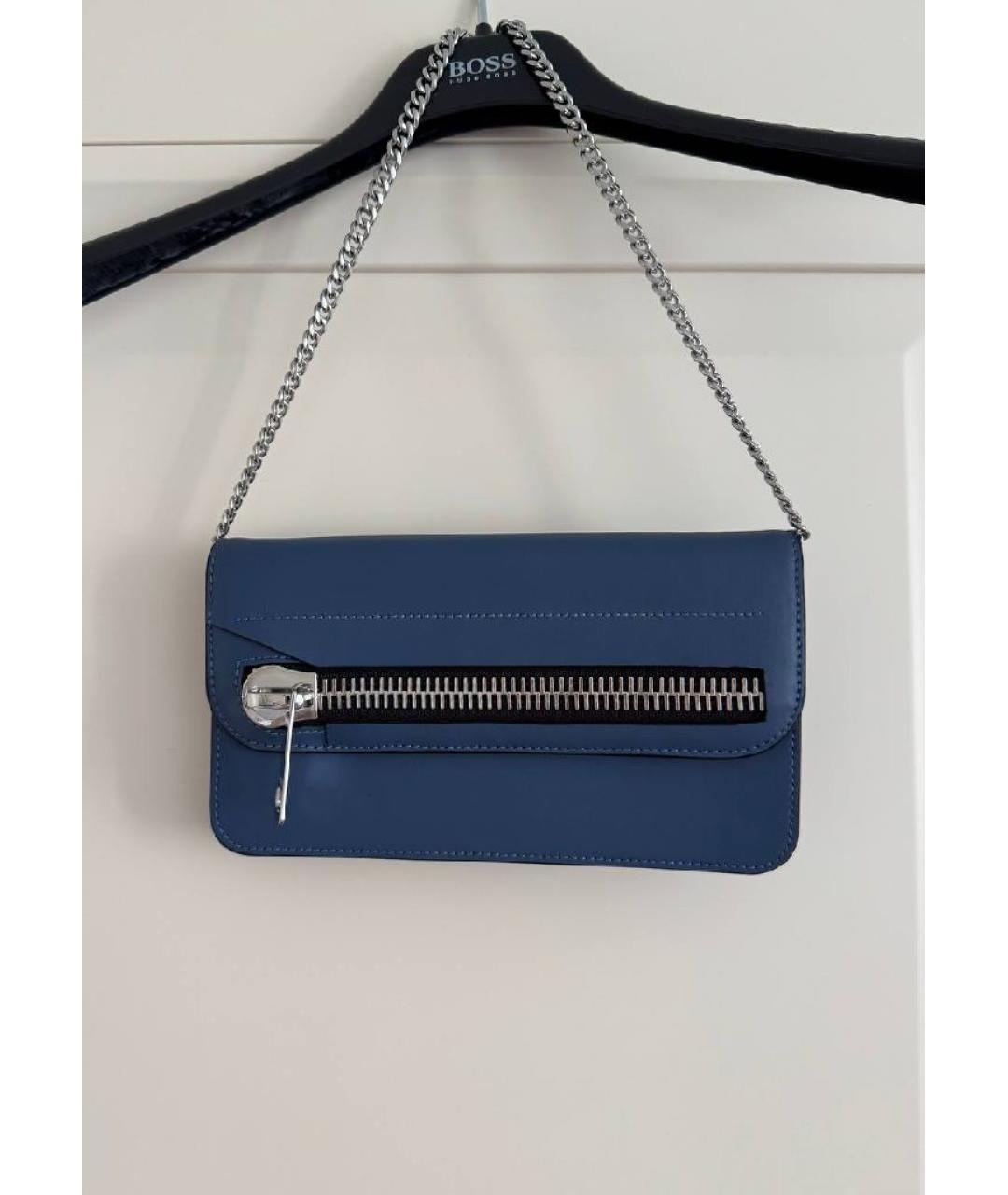 HUGO Темно-синяя кожаная сумка с короткими ручками, фото 9