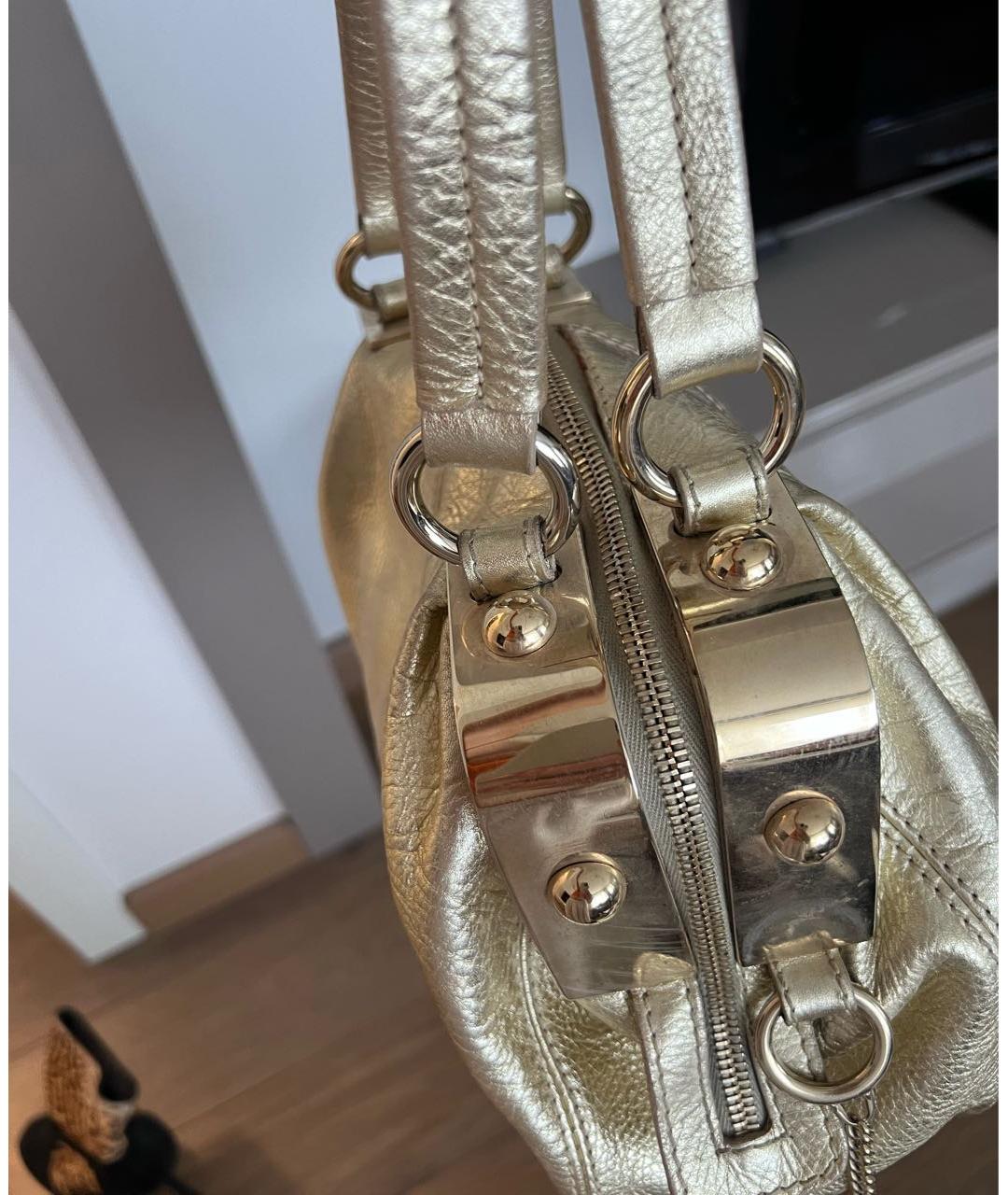 DOLCE&GABBANA Золотая кожаная сумка с короткими ручками, фото 4