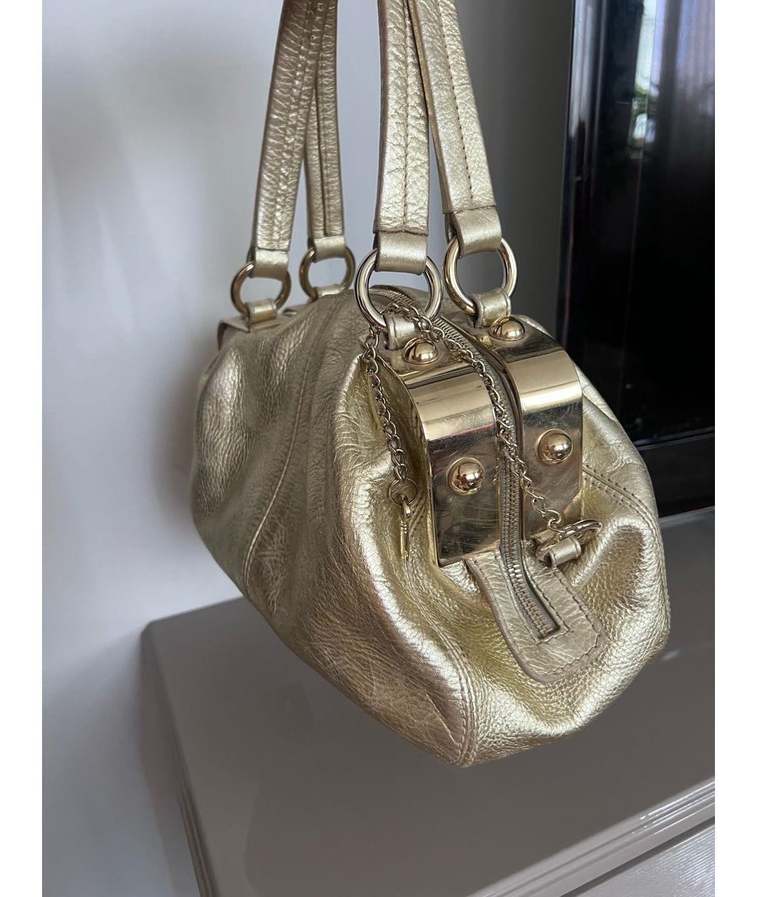 DOLCE&GABBANA Золотая кожаная сумка с короткими ручками, фото 2