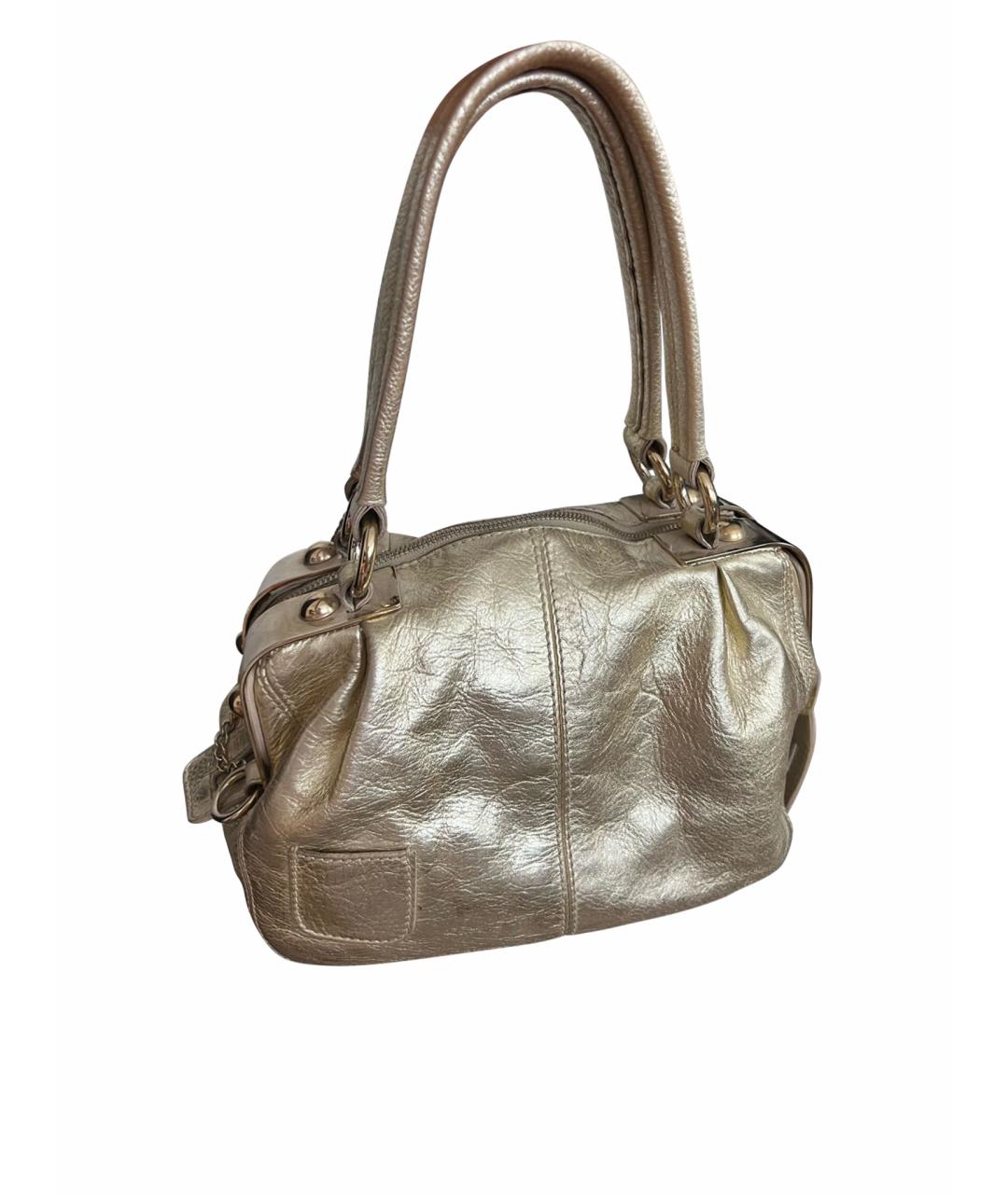 DOLCE&GABBANA Золотая кожаная сумка с короткими ручками, фото 1