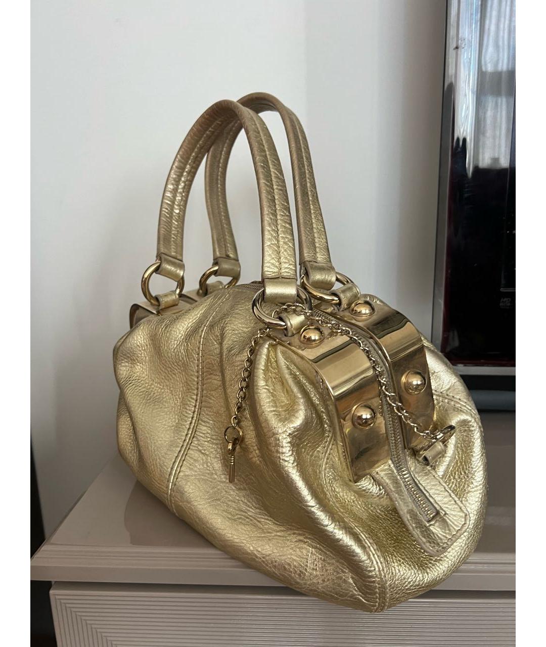 DOLCE&GABBANA Золотая кожаная сумка с короткими ручками, фото 5