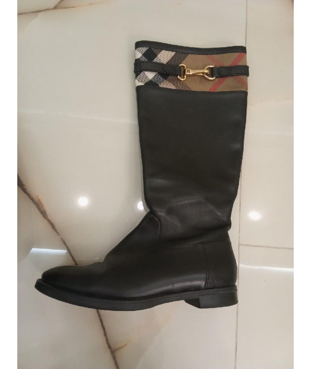 BURBERRY Черные кожаные сапоги, фото 8