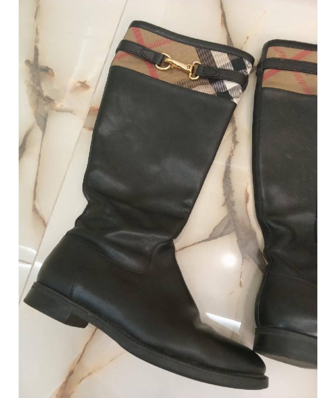BURBERRY Черные кожаные сапоги, фото 6