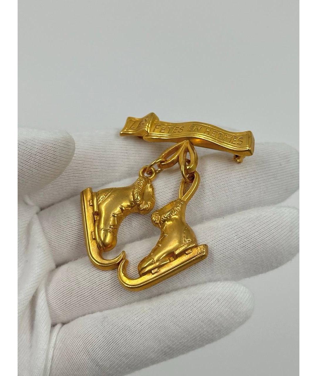 HERMES Золотая позолоченная булавка / брошь, фото 3