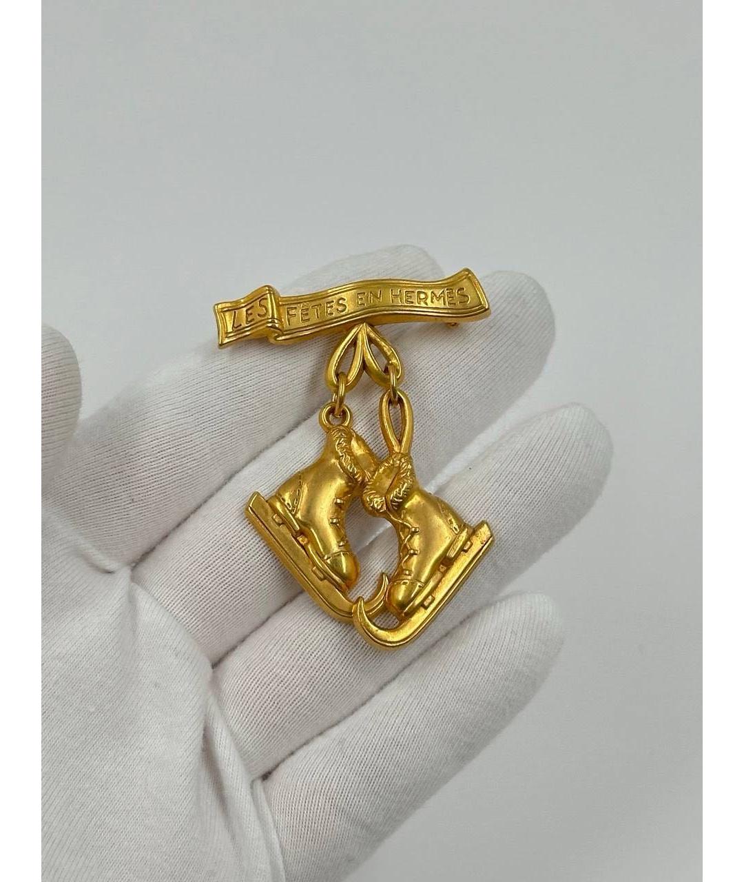 HERMES Золотая позолоченная булавка / брошь, фото 2