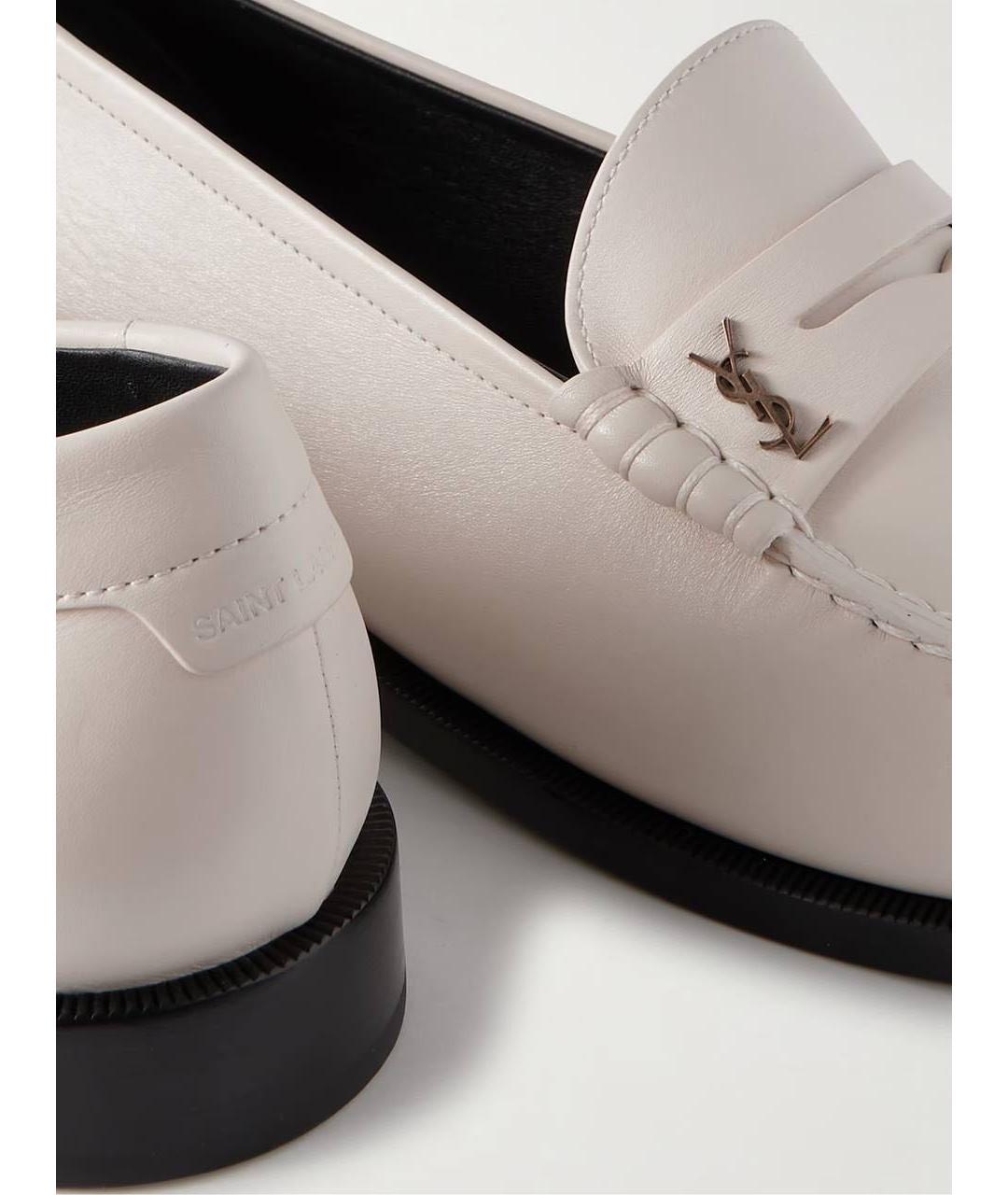 SAINT LAURENT Белые кожаные лоферы, фото 6