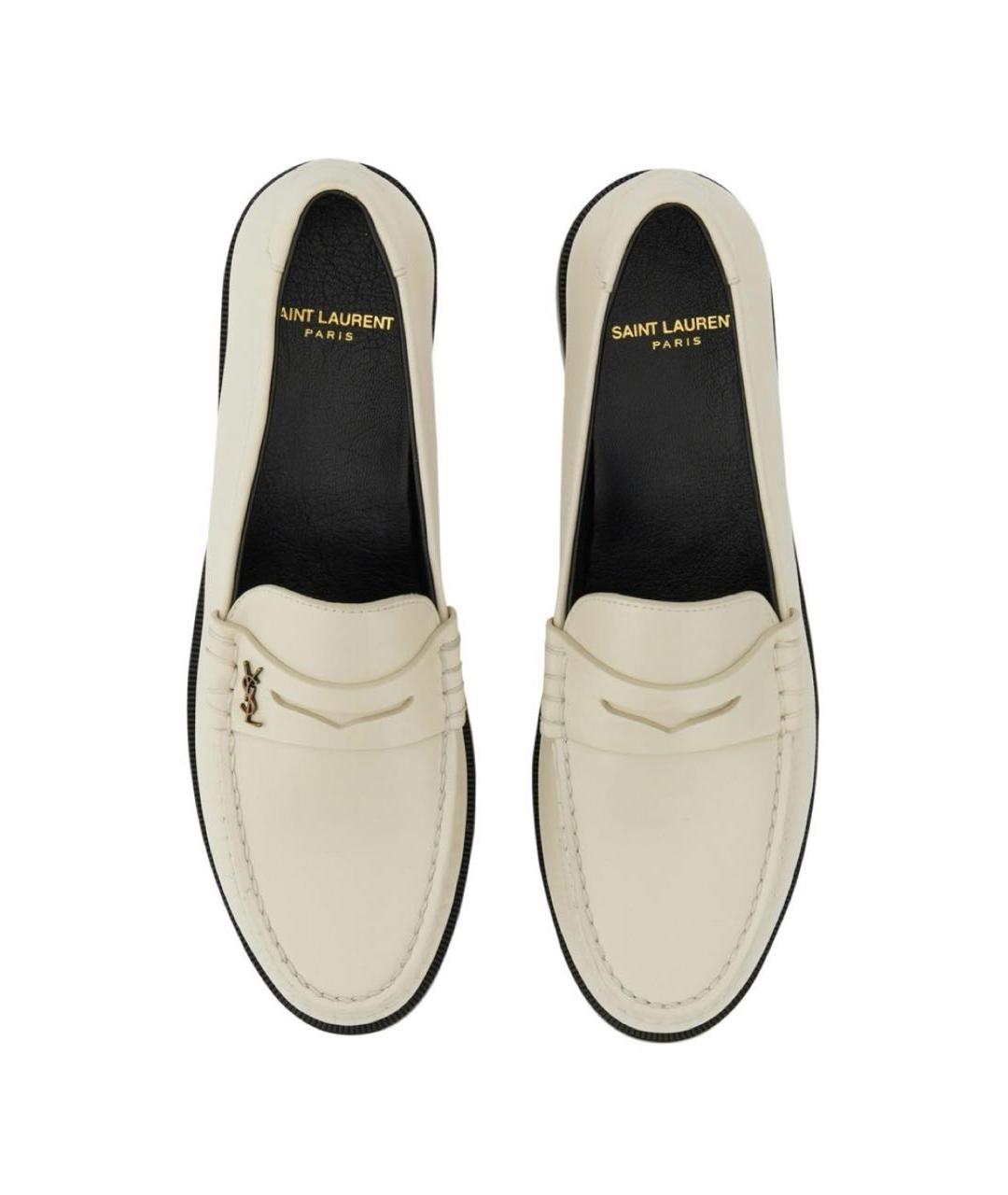 SAINT LAURENT Белые кожаные лоферы, фото 4