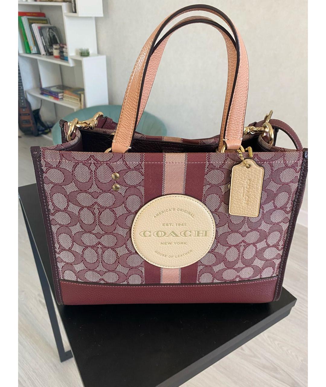 COACH Бордовая сумка тоут, фото 5