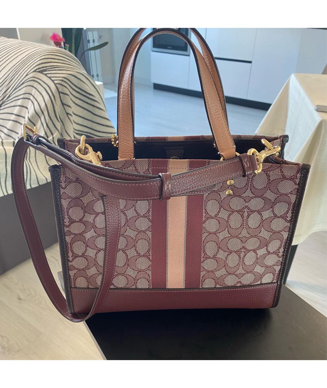 COACH Бордовая сумка тоут, фото 3