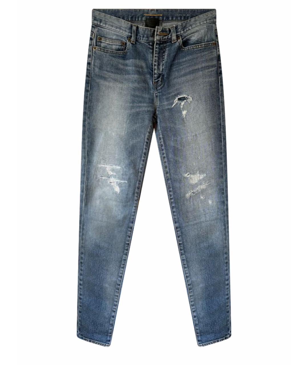 SAINT LAURENT Синие хлопковые джинсы слим, фото 1