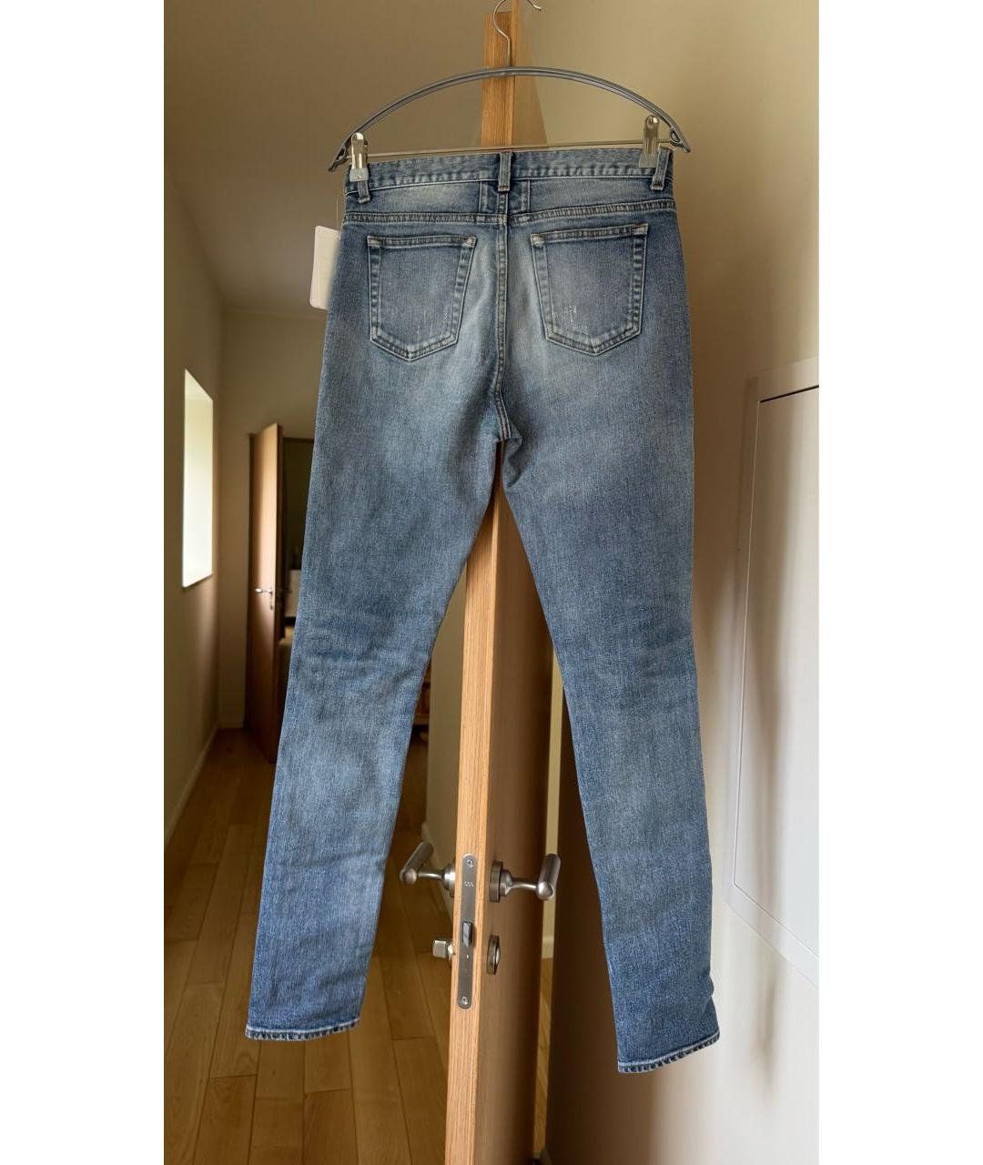 SAINT LAURENT Синие хлопковые джинсы слим, фото 2