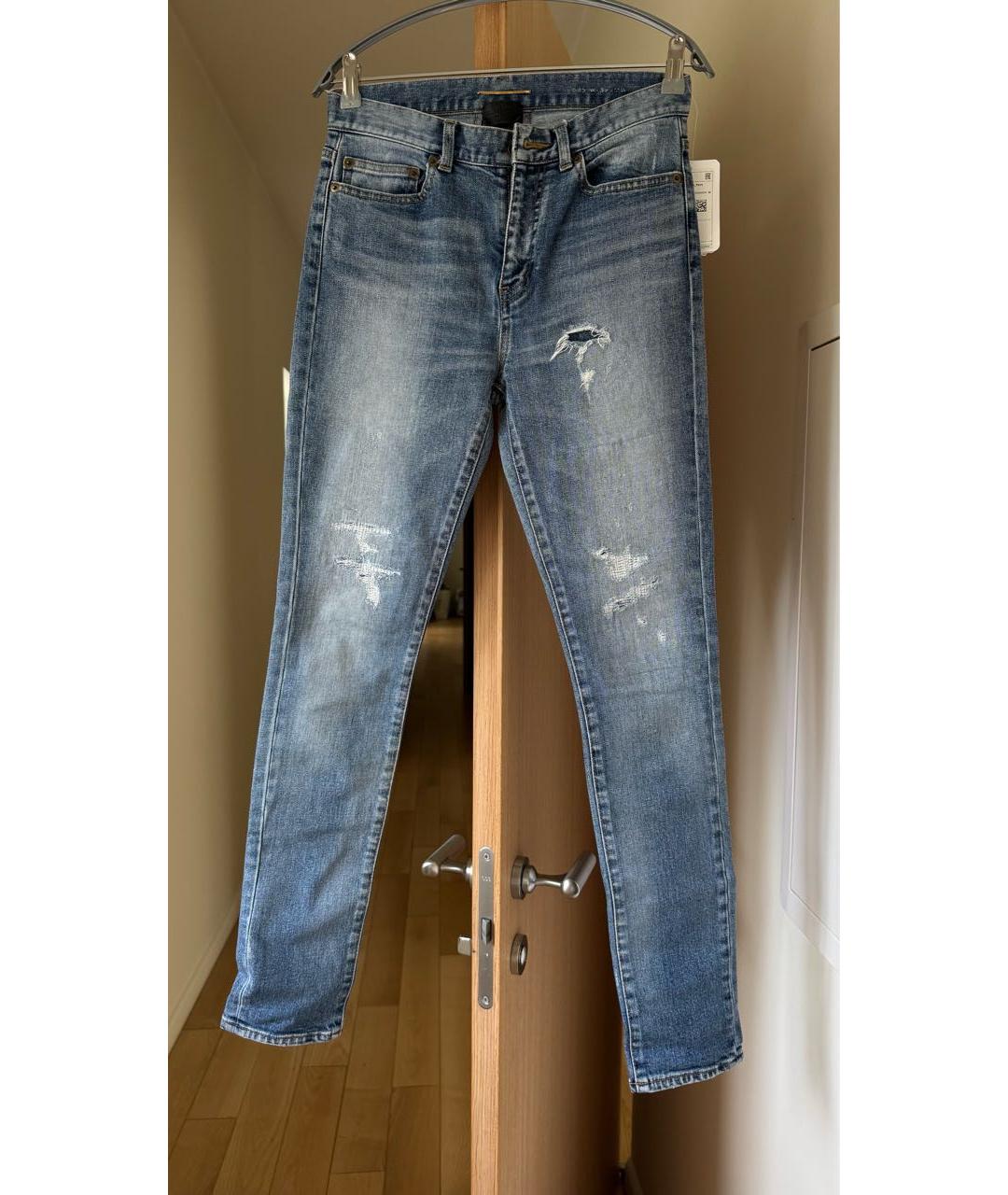 SAINT LAURENT Синие хлопковые джинсы слим, фото 5