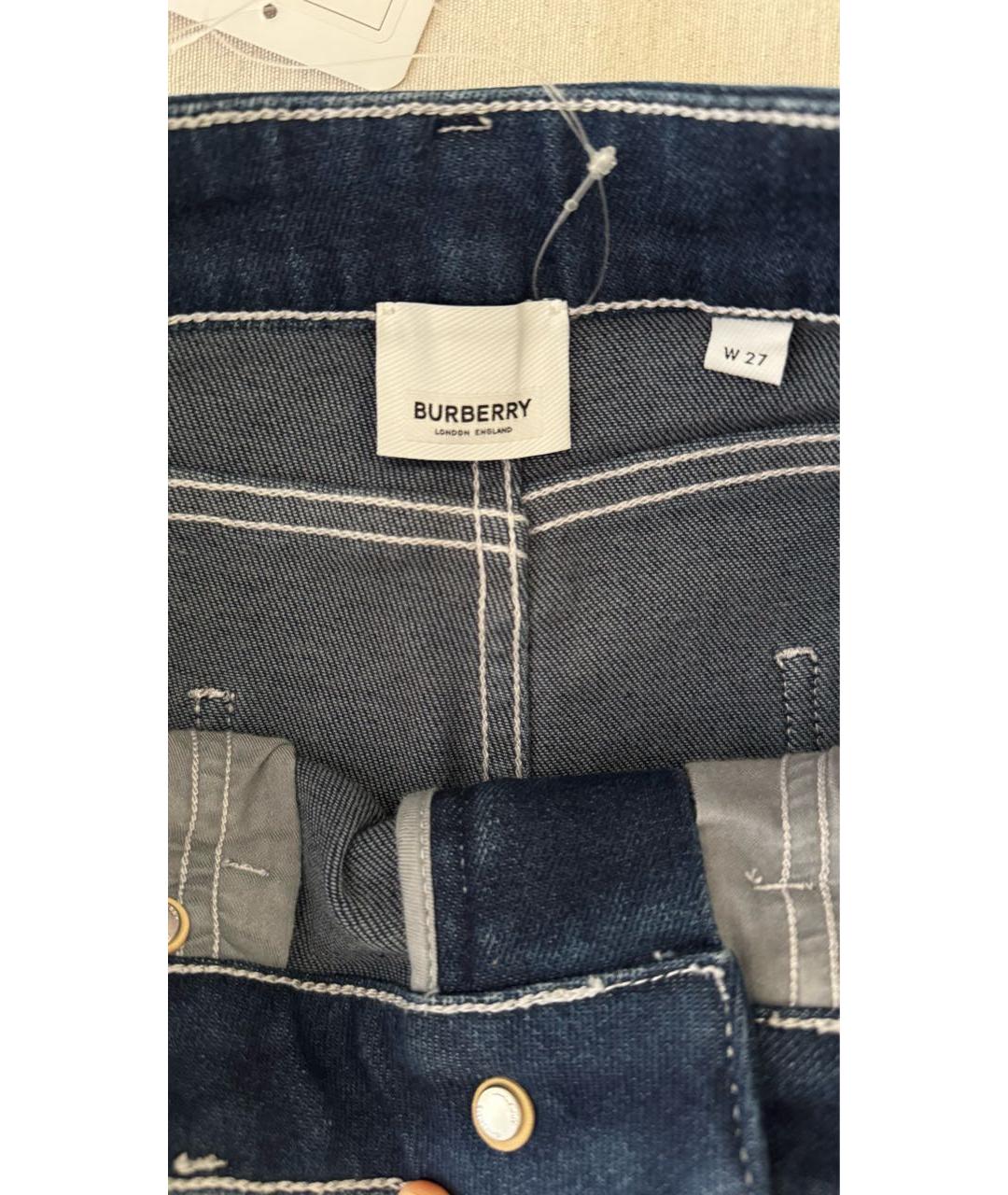 BURBERRY Темно-синие хлопковые прямые джинсы, фото 3