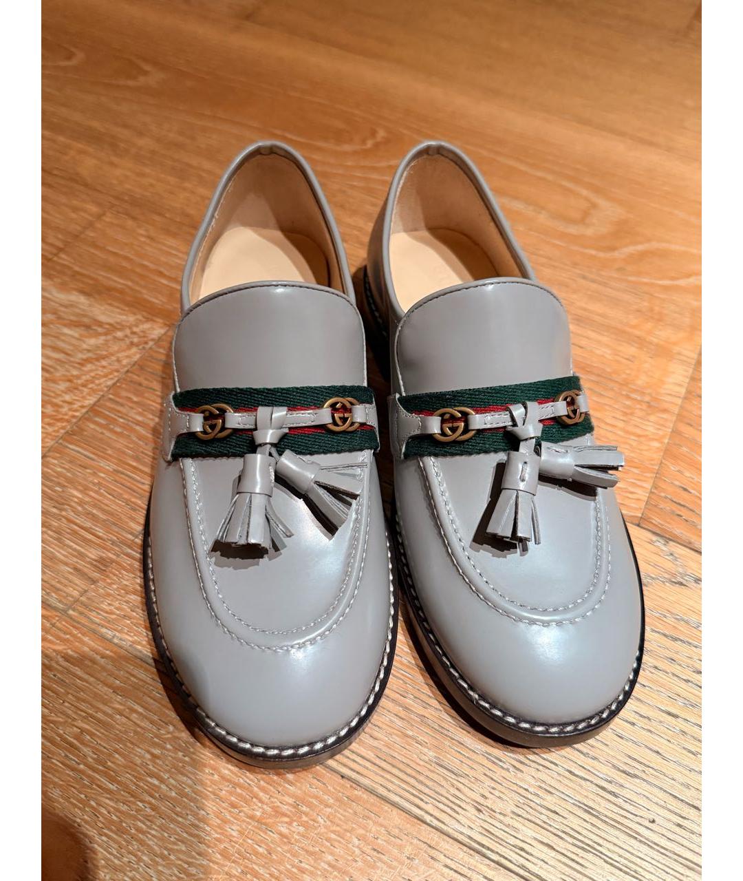 GUCCI KIDS Серые кожаные лоферы и мокасины, фото 2