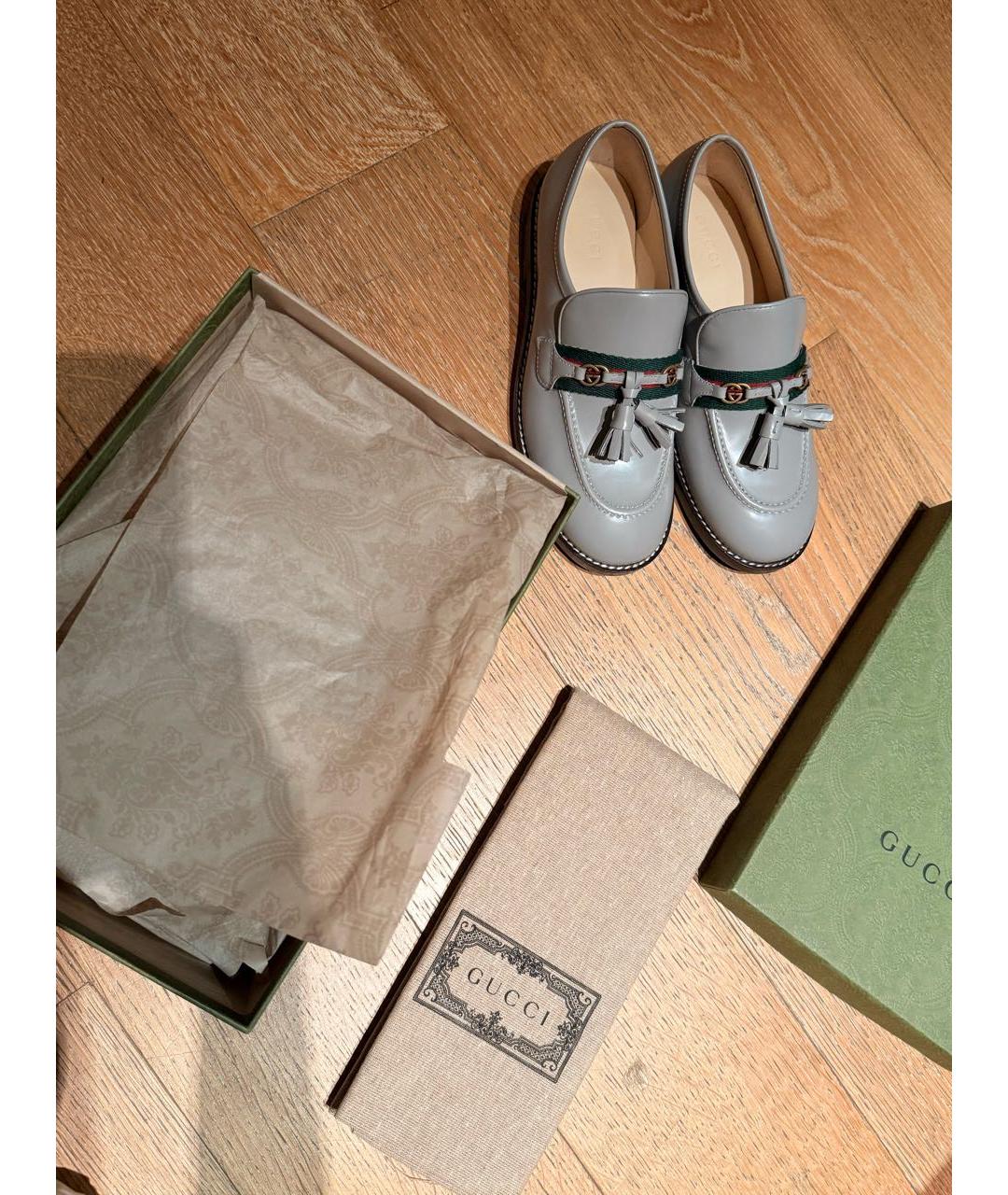 GUCCI KIDS Серые кожаные лоферы и мокасины, фото 6