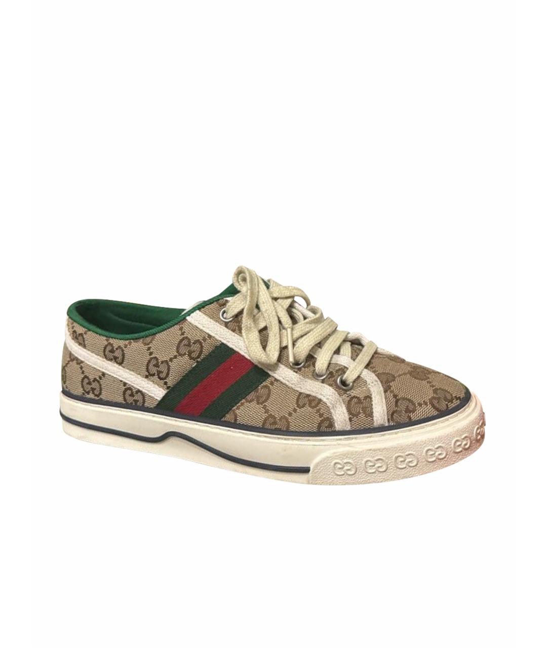 GUCCI Бежевые текстильные кеды, фото 1