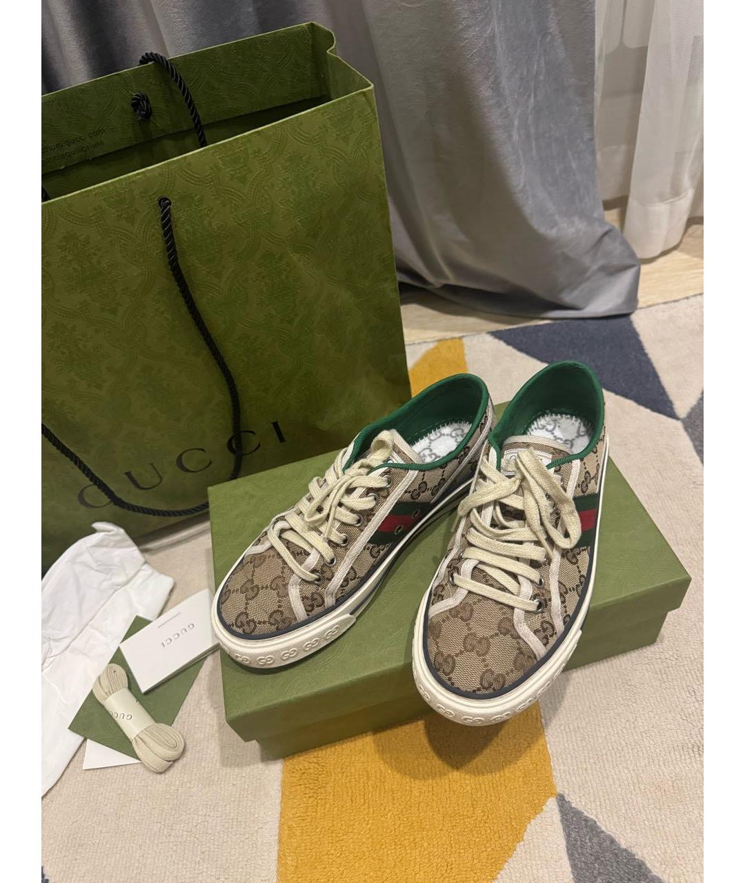 GUCCI Бежевые текстильные кеды, фото 2