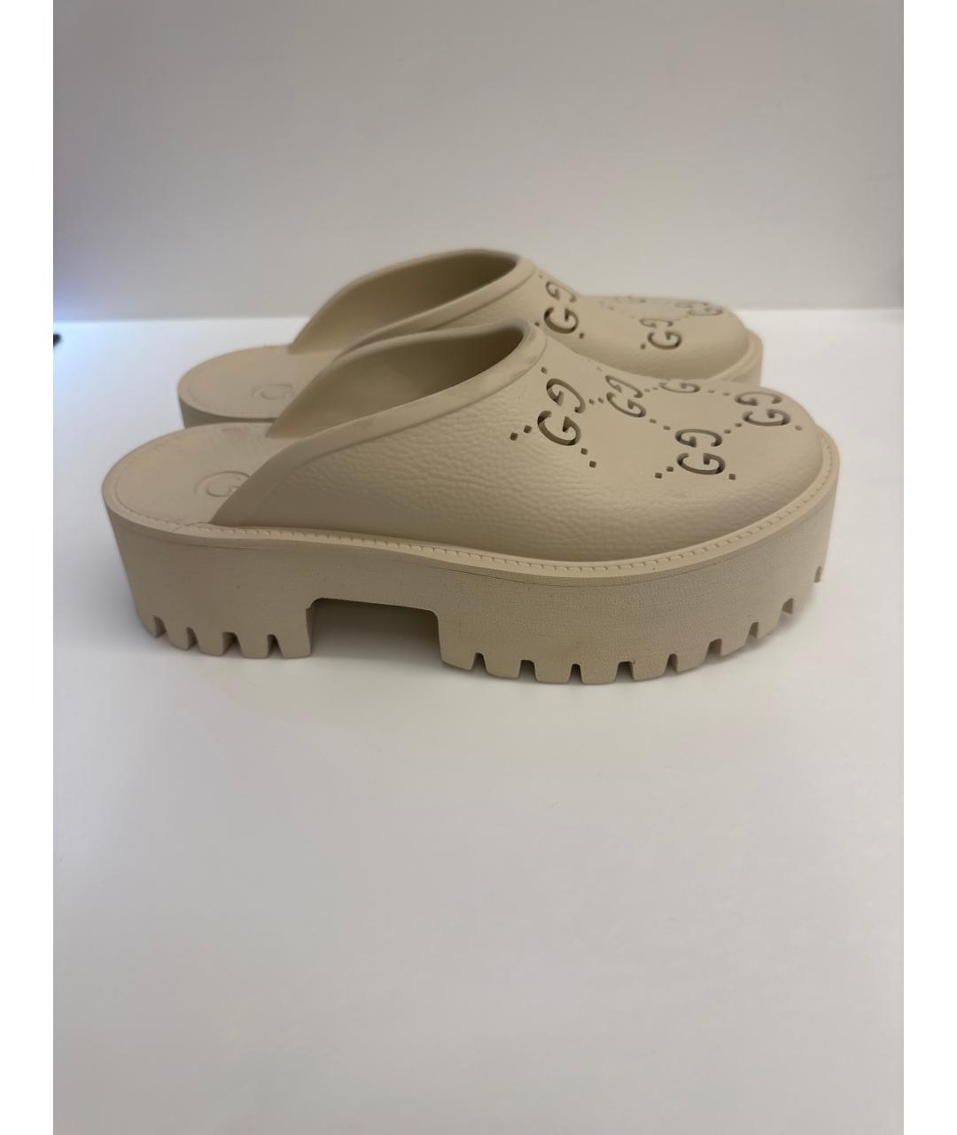 GUCCI Бежевые сабо, фото 4