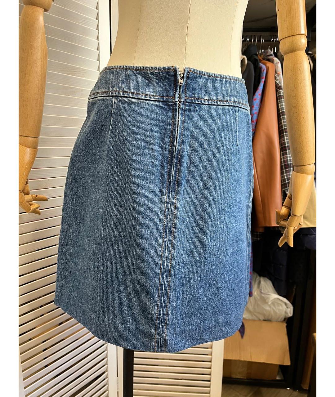 A.P.C. Синяя хлопковая юбка мини, фото 5
