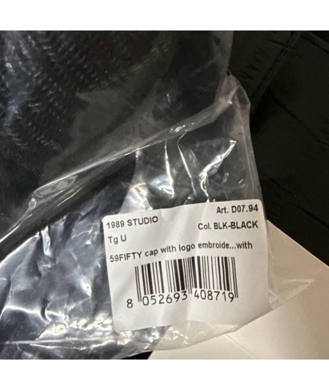 1989 STUDIO Черная хлопковая кепка/бейсболка, фото 2