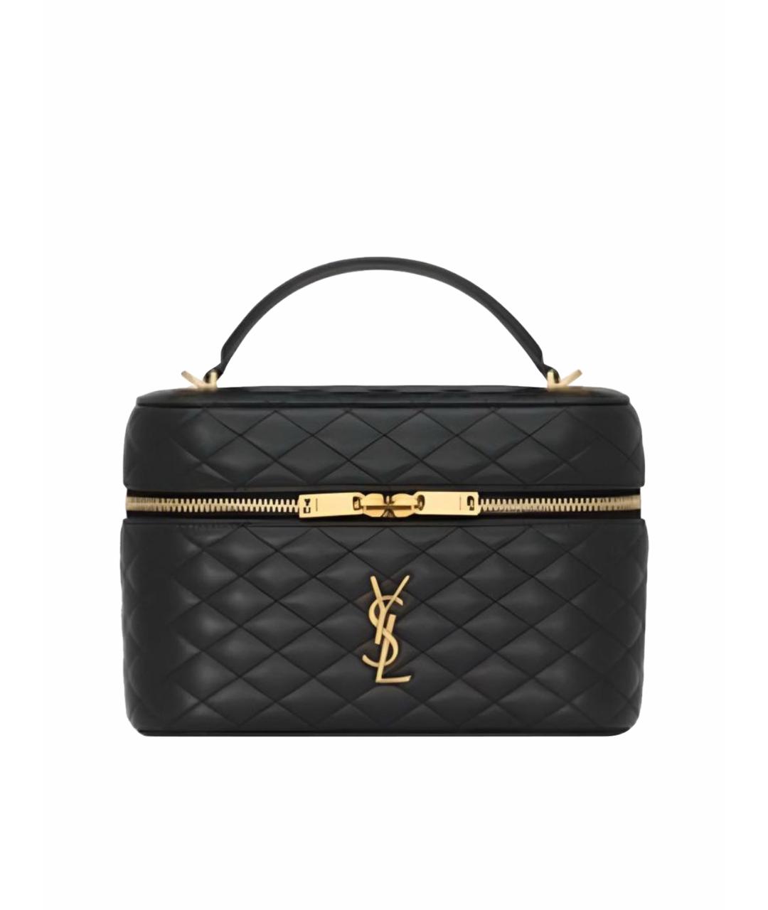 SAINT LAURENT Черная кожаная косметичка, фото 1