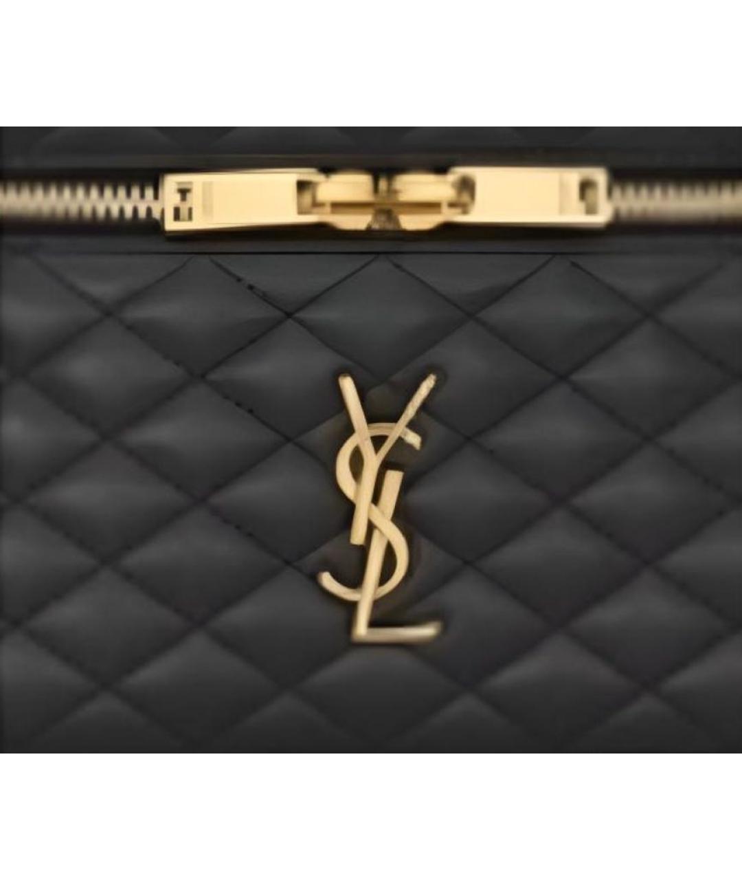 SAINT LAURENT Черная кожаная косметичка, фото 7