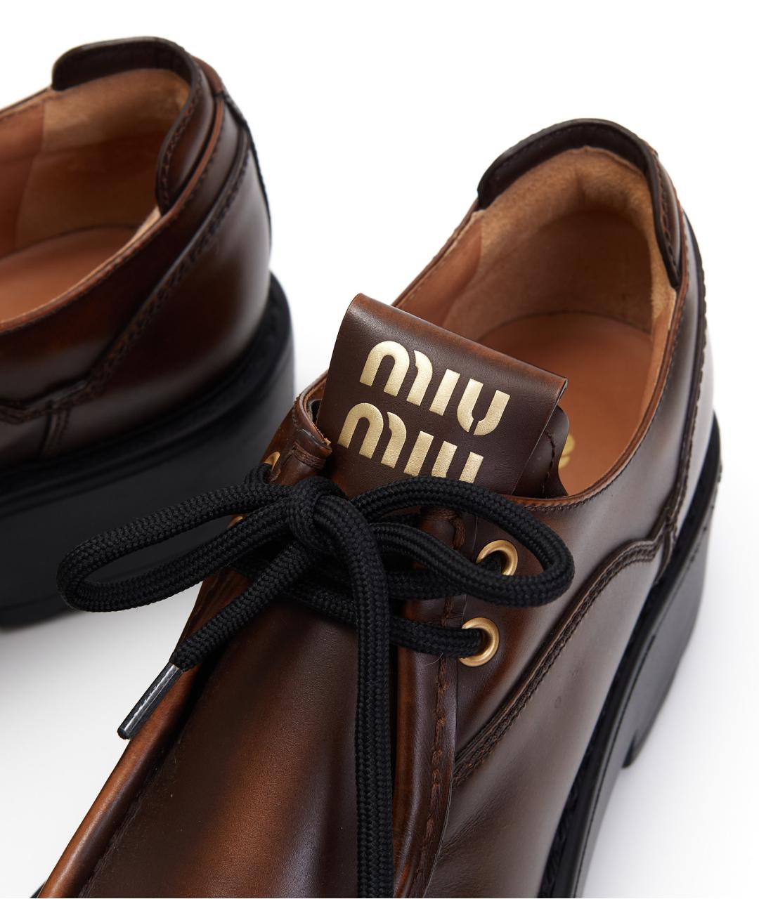 MIU MIU Коричневые кожаные лоферы, фото 4
