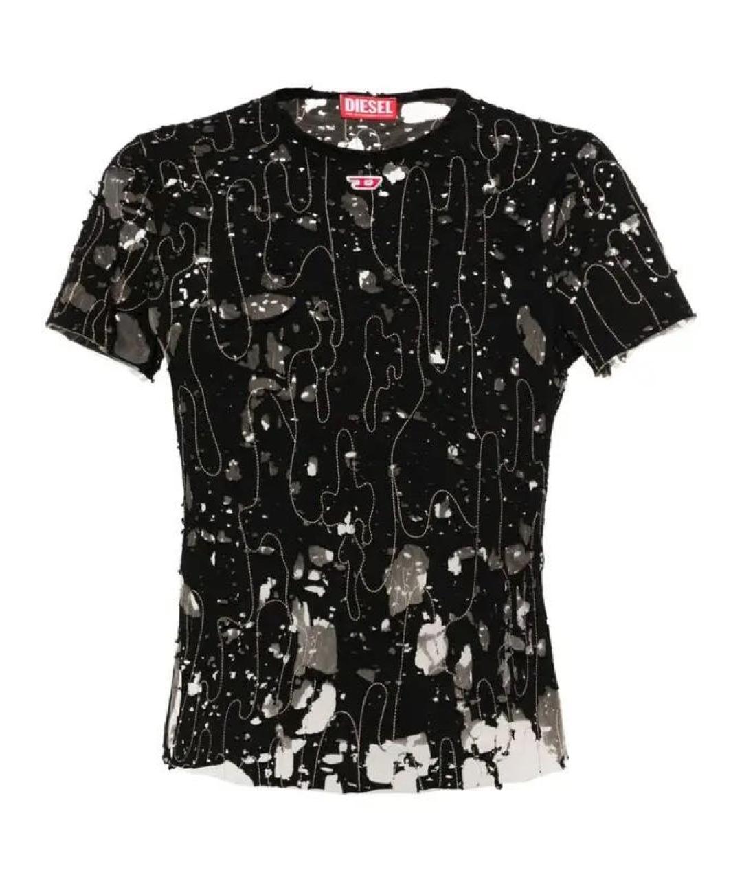 DIESEL Черная хлопко-эластановая футболка, фото 1