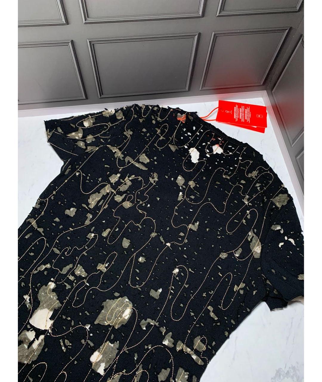 DIESEL Черная хлопко-эластановая футболка, фото 5