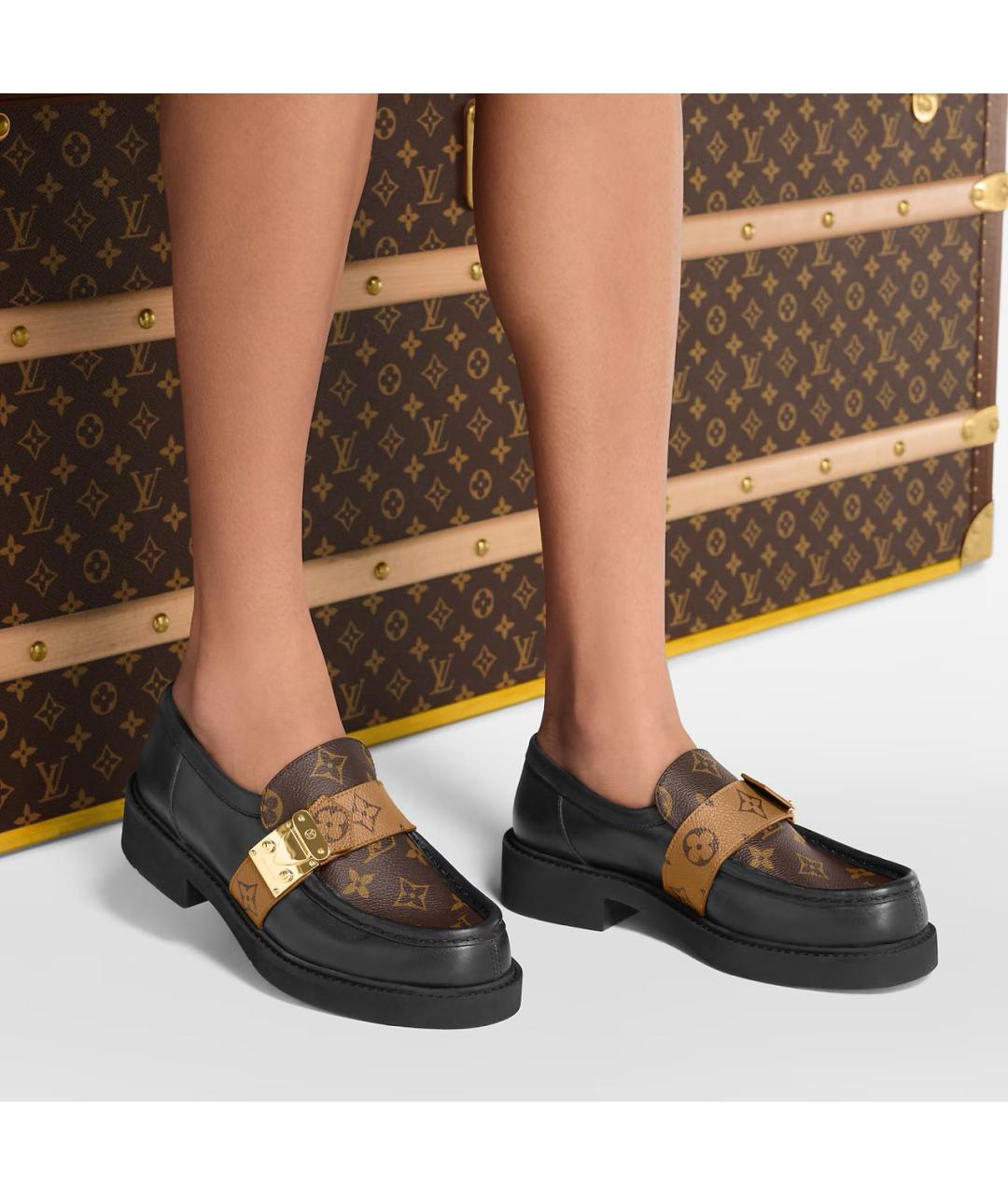 LOUIS VUITTON Черные кожаные лоферы, фото 3