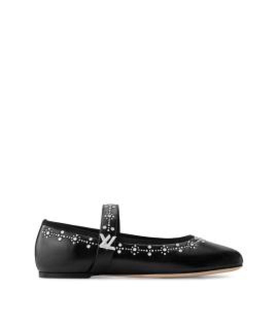 LOUIS VUITTON Черные кожаные лодочки на низком каблуке, фото 1