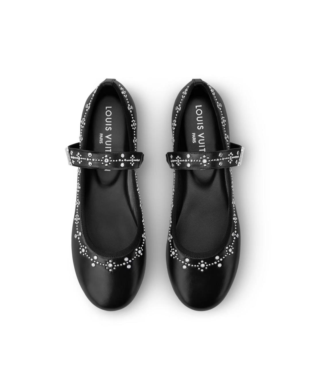 LOUIS VUITTON Черные кожаные лодочки на низком каблуке, фото 3