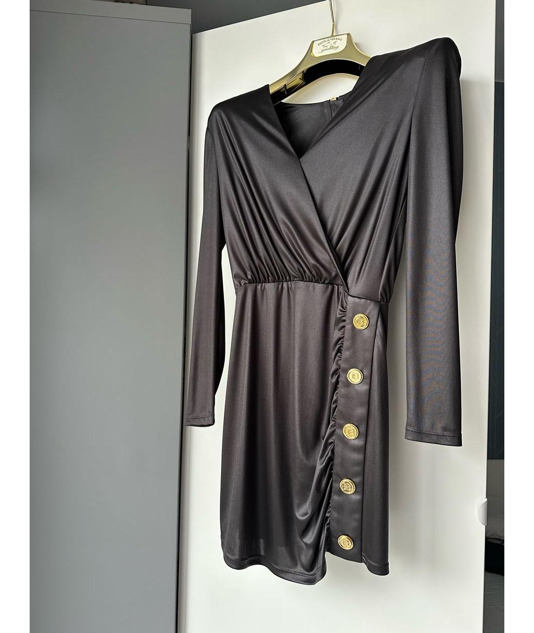 BALMAIN Черное полиэстеровое вечернее платье, фото 7