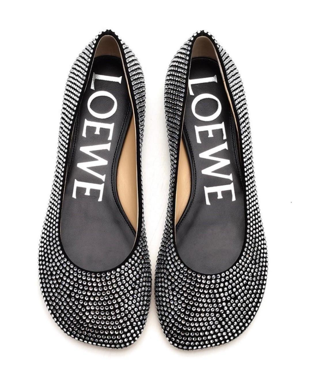 LOEWE Черные замшевые балетки, фото 7