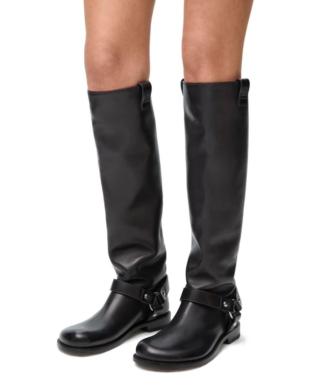 LOEWE Черные кожаные сапоги, фото 7