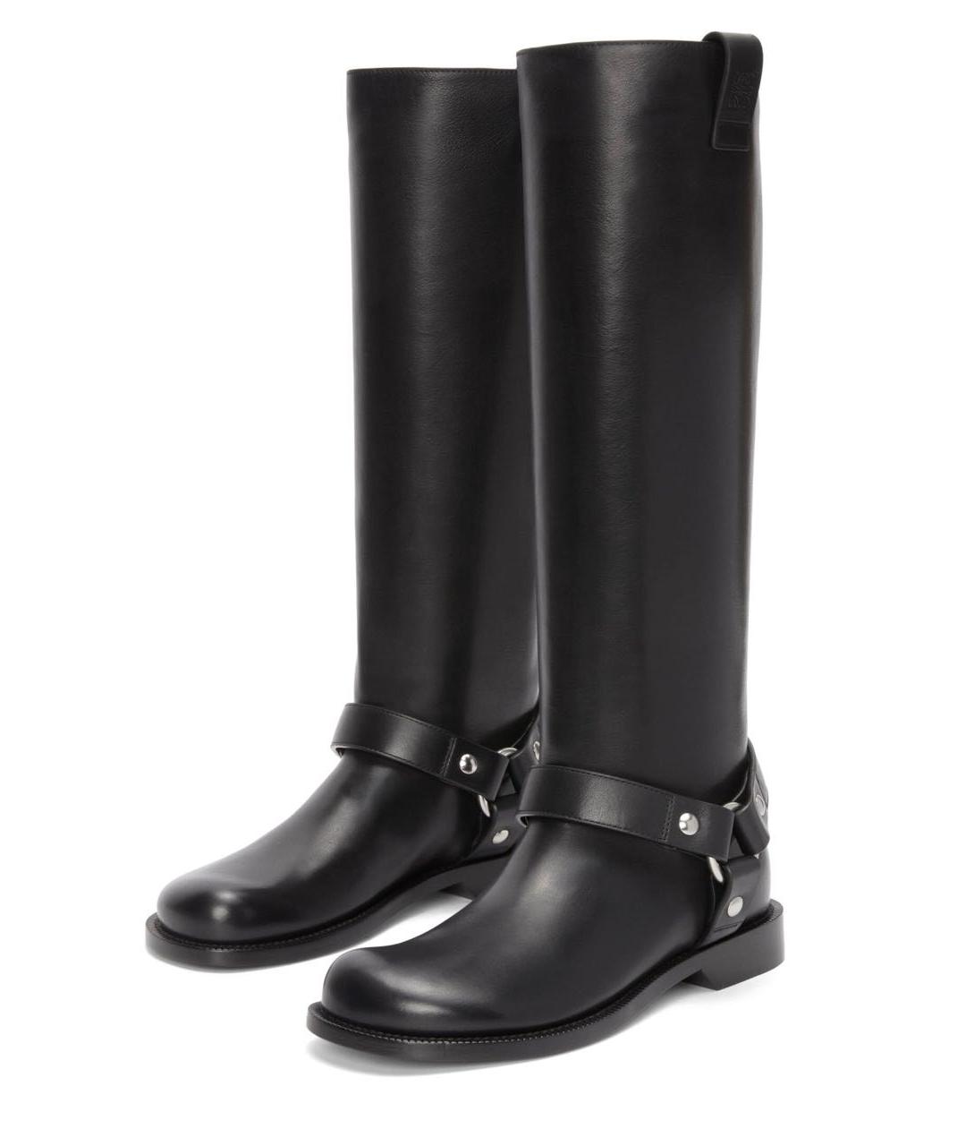 LOEWE Черные кожаные сапоги, фото 4