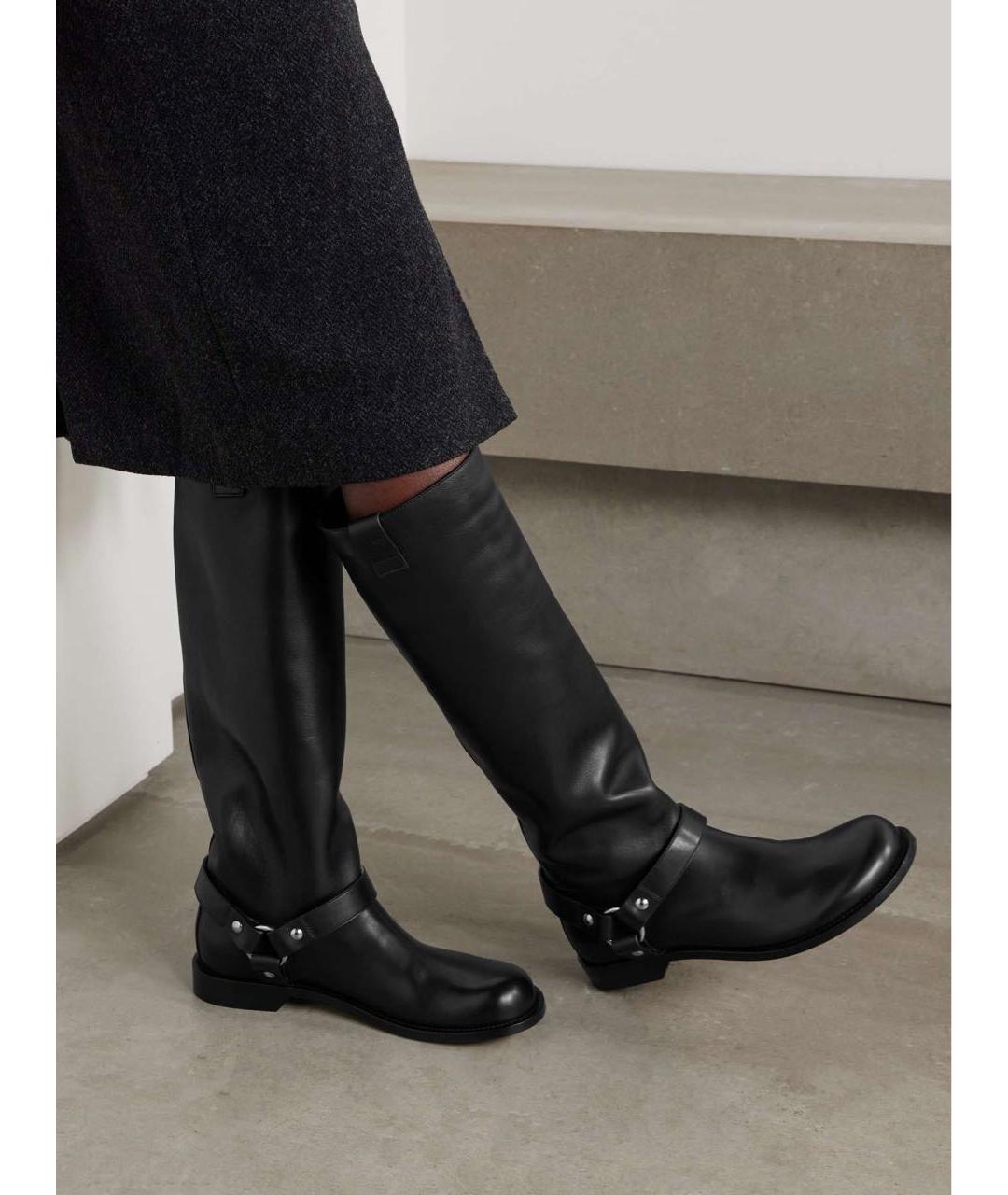 LOEWE Черные кожаные сапоги, фото 8