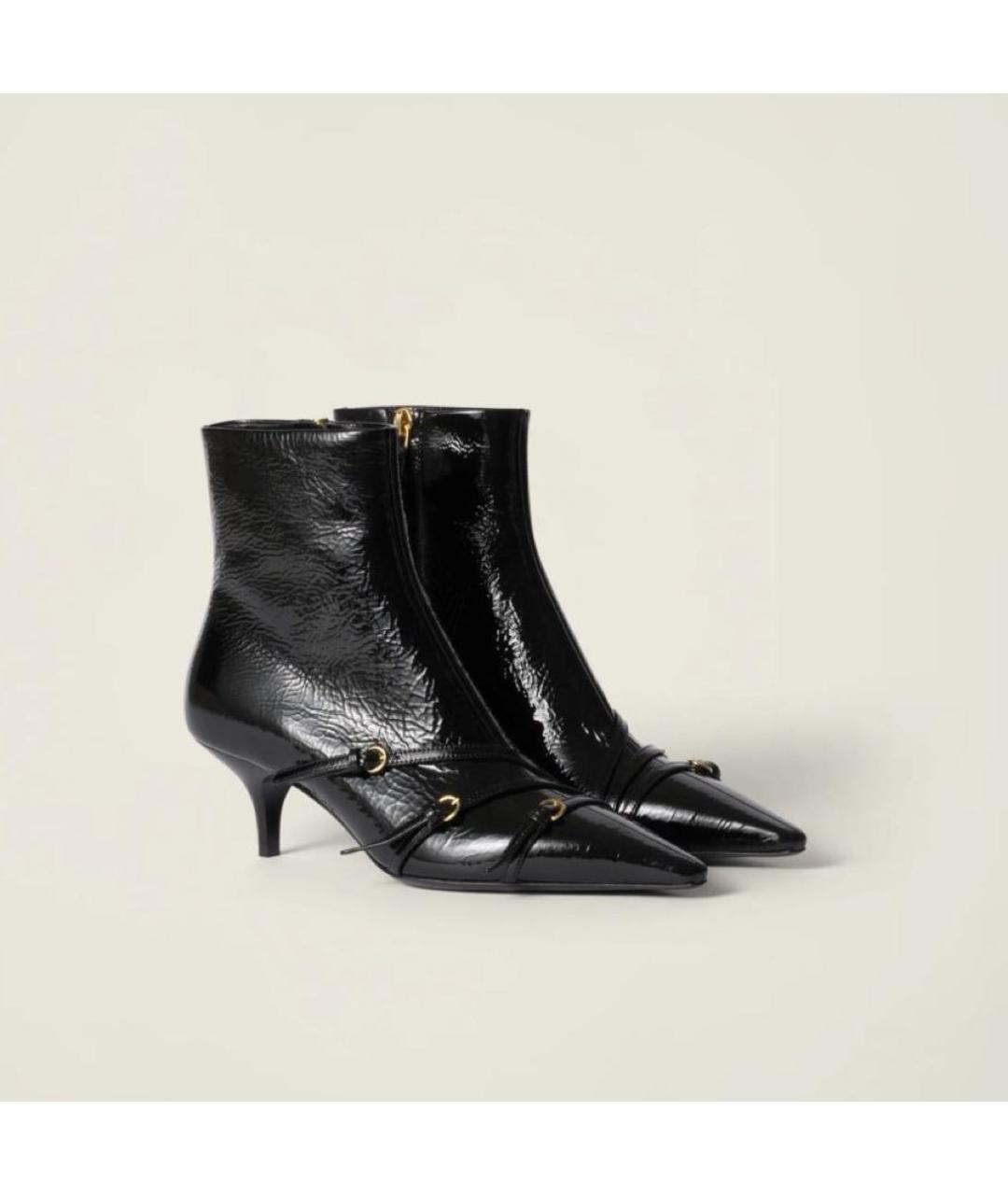 MIU MIU Черные кожаные ботильоны, фото 2