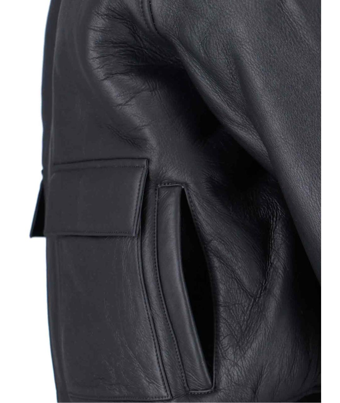 CALVIN KLEIN Черная кожаная куртка, фото 3